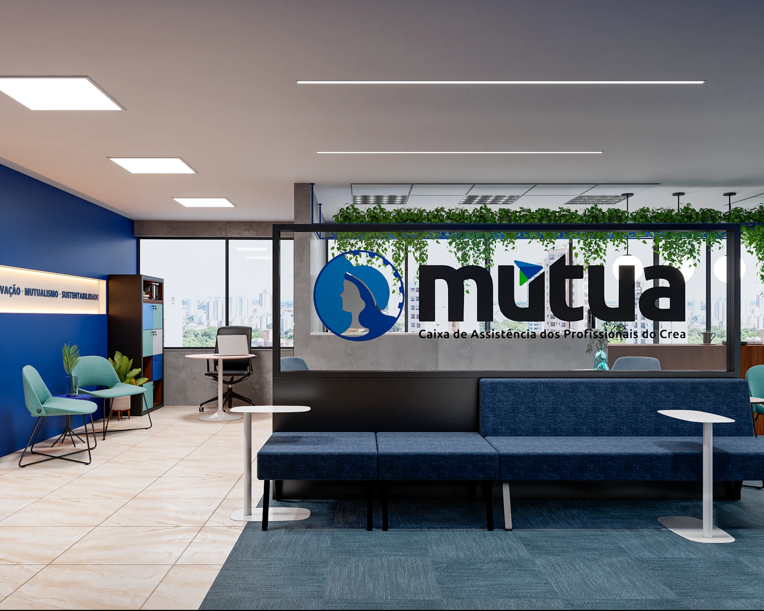 Projeto MSP, Estúdio Metta: recepção do coworking Mútua-SP